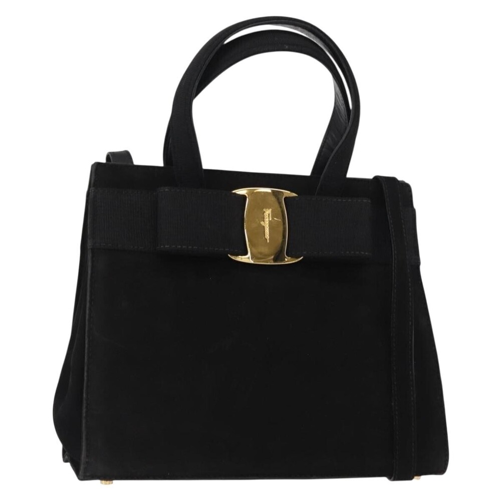 Salvatore Ferragamo Convertible Vara Bow Tote Suede Small
